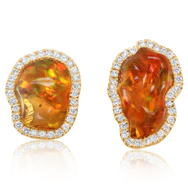 Yellow Gold Fire Opal Earrings Tom Poe Diamonds Enumclaw, WA