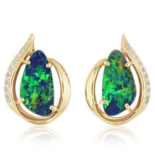Yellow Gold Opal Doublet Earrings Ken Walker Jewelers Gig Harbor, WA