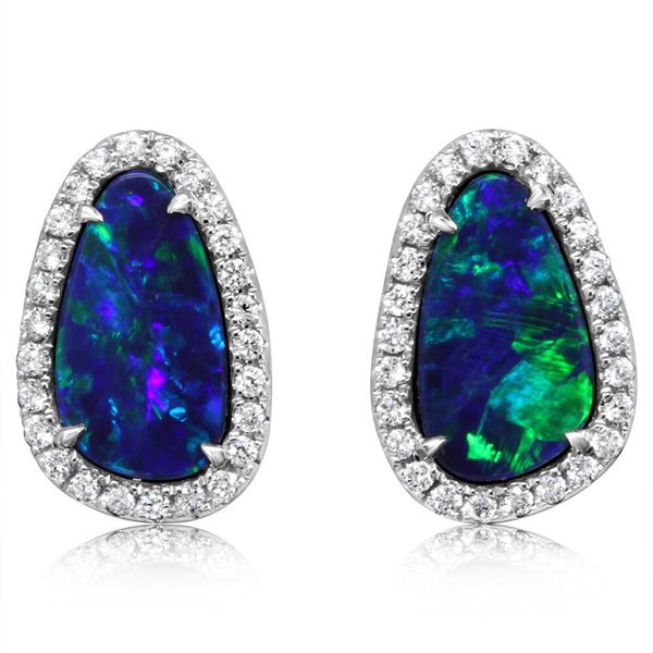 White Gold Opal Doublet Earrings Michael's Jewelry Center Dayton, OH