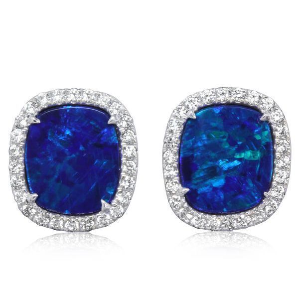 White Gold Opal Doublet Earrings J. Anthony Jewelers Neenah, WI