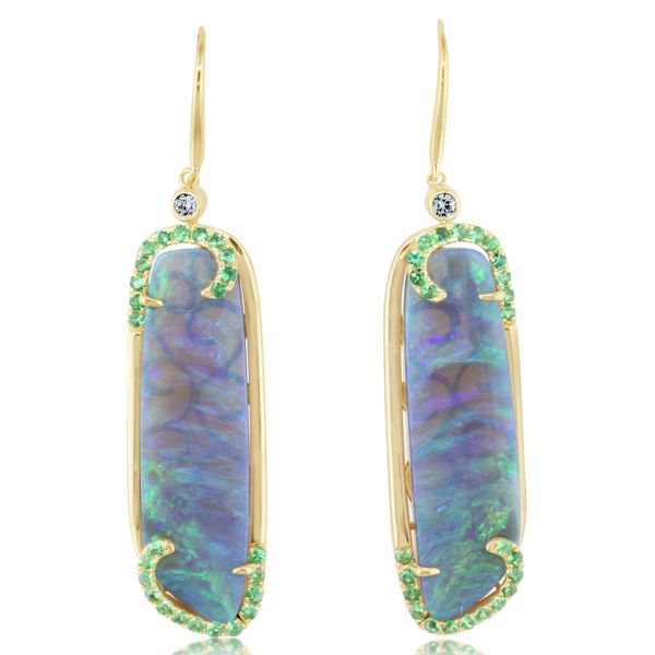 Yellow Gold Black Opal Earrings Mar Bill Diamonds and Jewelry Belle Vernon, PA