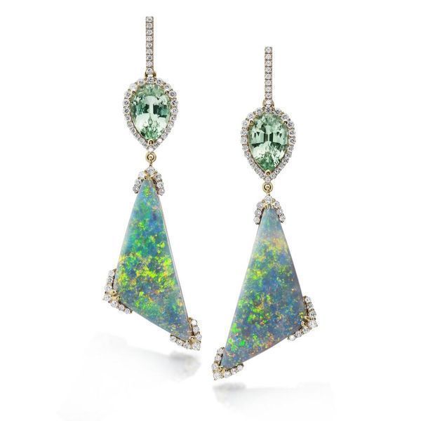 Yellow Gold Black Opal Earrings Conti Jewelers Endwell, NY