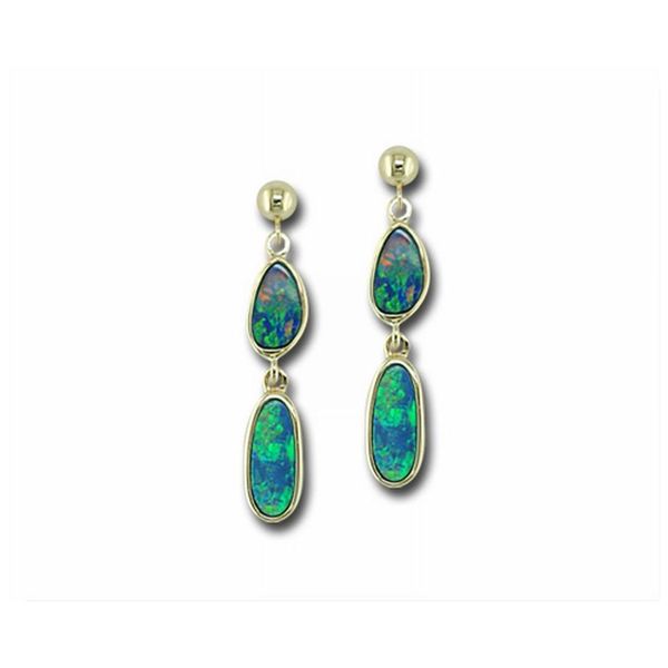 Yellow Gold Opal Doublet Earrings Biondi Diamond Jewelers Aurora, CO