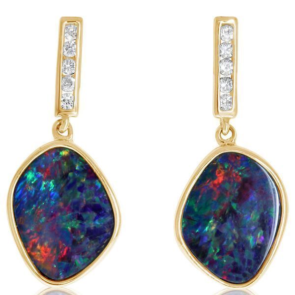 Yellow Gold Opal Doublet Earrings E.M. Smith Family Jewelers Chillicothe, OH