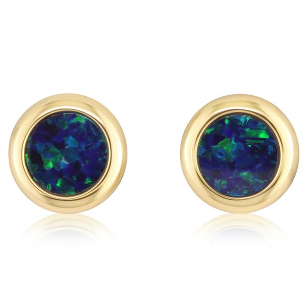Yellow Gold Opal Doublet Earrings Gold Mine Jewelers Jackson, CA