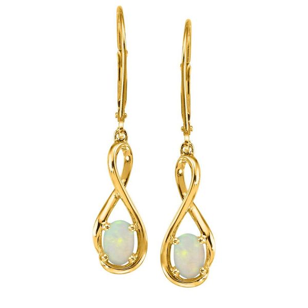 Yellow Gold Calibrated Light Opal Earrings Timmreck & McNicol Jewelers McMinnville, OR