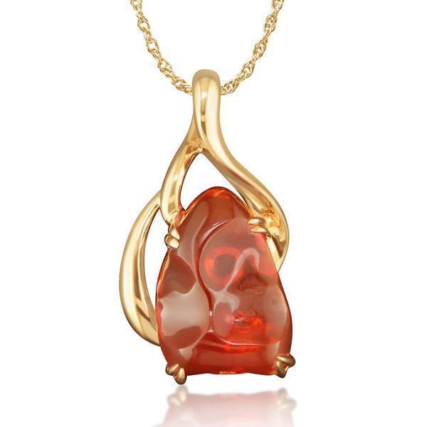 Yellow Gold Fire Opal Pendant Biondi Diamond Jewelers Aurora, CO