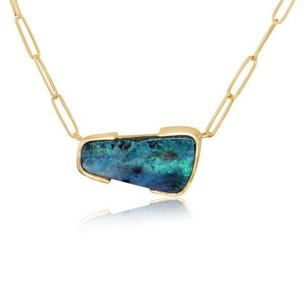 Yellow Gold Boulder Opal Necklace Brynn Elizabeth Jewelers Ocean Isle Beach, NC