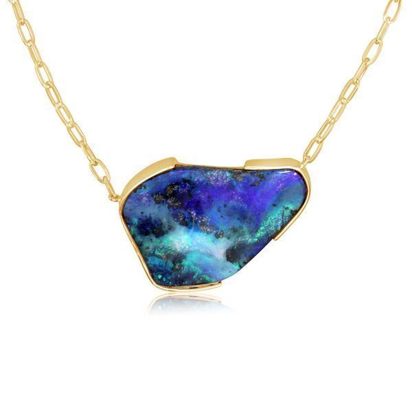 Yellow Gold Boulder Opal Necklace Blue Heron Jewelry Company Poulsbo, WA