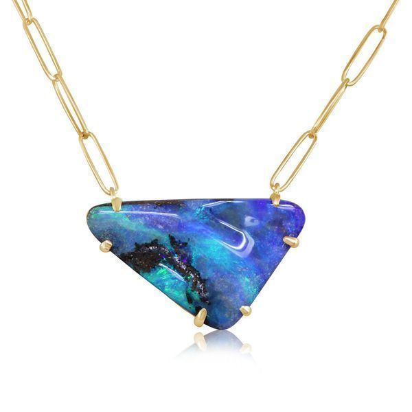 Yellow Gold Boulder Opal Necklace Biondi Diamond Jewelers Aurora, CO