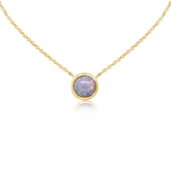 Yellow Gold Calibrated Light Opal Necklace Brynn Elizabeth Jewelers Ocean Isle Beach, NC