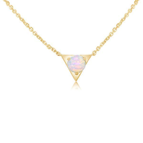 Yellow Gold Calibrated Light Opal Necklace Biondi Diamond Jewelers Aurora, CO