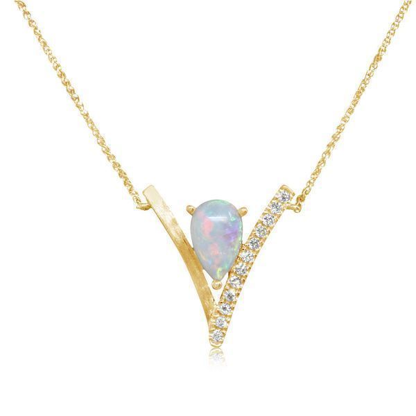 Yellow Gold Calibrated Light Opal Necklace Brynn Elizabeth Jewelers Ocean Isle Beach, NC