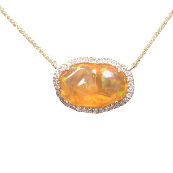 Yellow Gold Fire Opal Necklace H. Brandt Jewelers Natick, MA