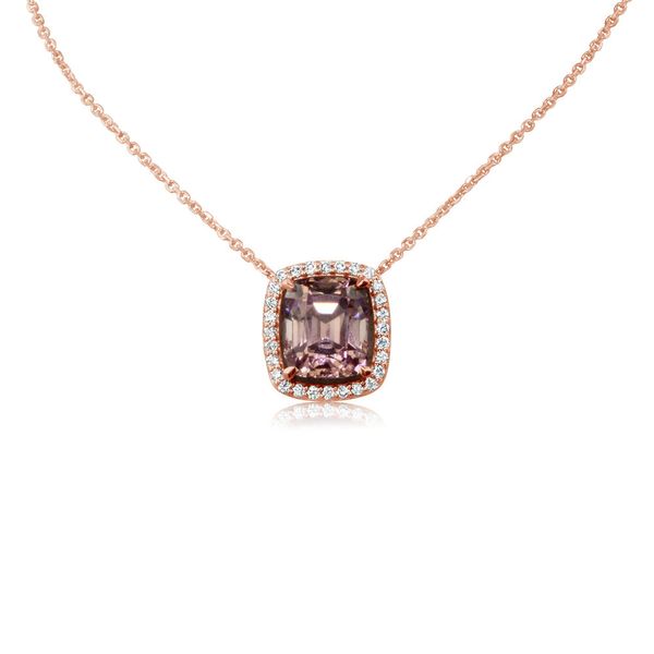 Rose Gold Lotus Garnet Necklace Timmreck & McNicol Jewelers McMinnville, OR