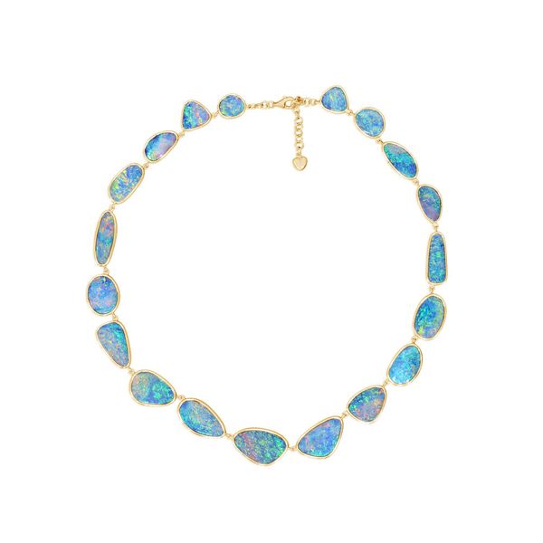 Yellow Gold Opal Doublet Necklace Morrison Smith Jewelers Charlotte, NC