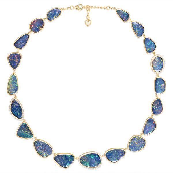 Yellow Gold Opal Doublet Necklace Timmreck & McNicol Jewelers McMinnville, OR