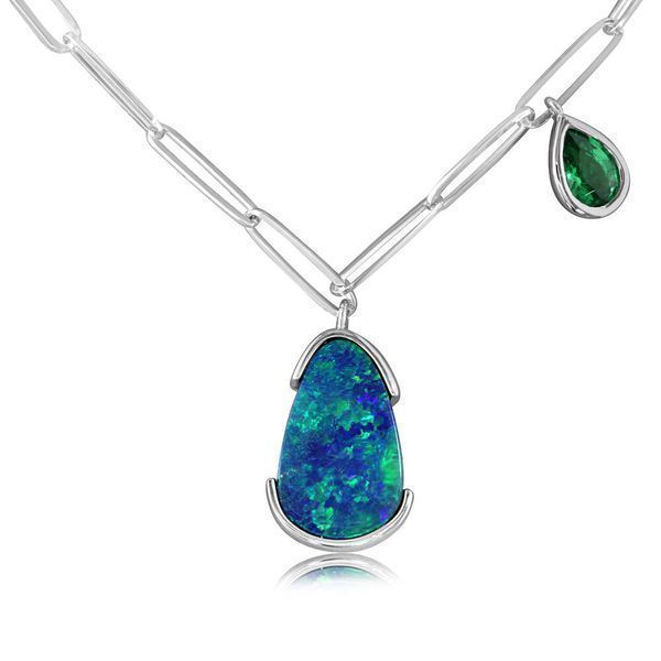 White Gold Opal Doublet Necklace Arthur's Jewelry Bedford, VA