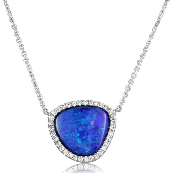 White Gold Opal Doublet Necklace Rick's Jewelers California, MD