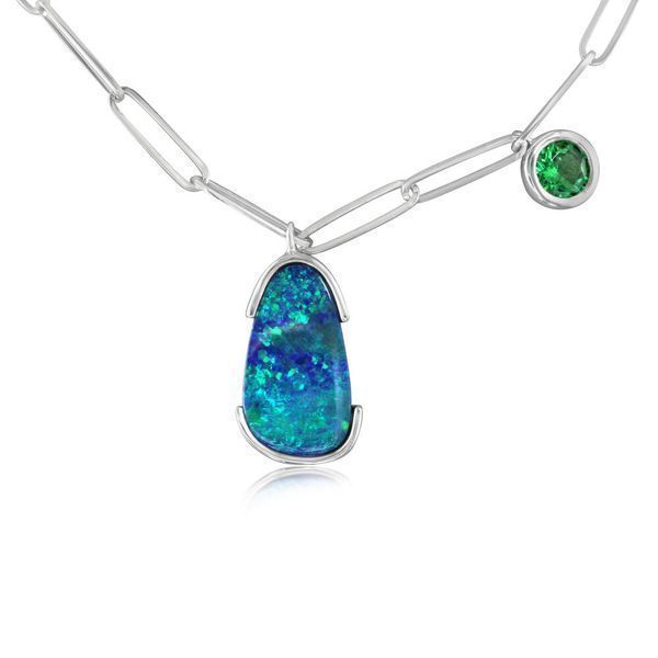 White Gold Opal Doublet Necklace Towne & Country Jewelers Westborough, MA