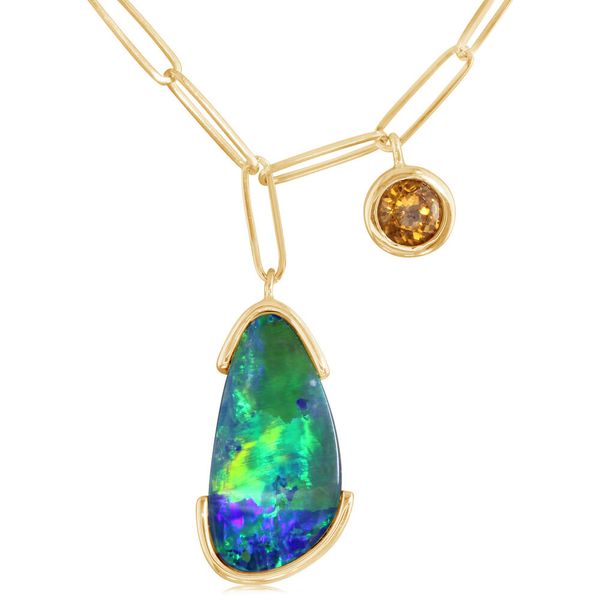 Yellow Gold Opal Doublet Necklace Ken Walker Jewelers Gig Harbor, WA