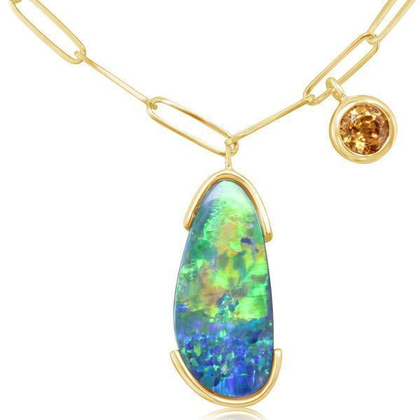 Yellow Gold Opal Doublet Necklace Mar Bill Diamonds and Jewelry Belle Vernon, PA