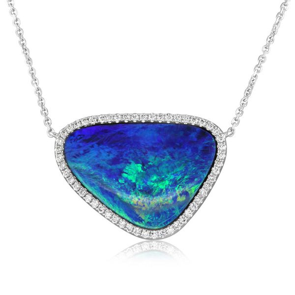 White Gold Opal Doublet Necklace H. Brandt Jewelers Natick, MA
