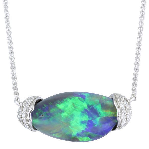 White Gold Black Opal Necklace Biondi Diamond Jewelers Aurora, CO