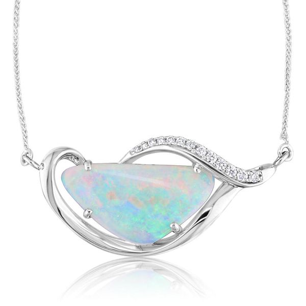 White Gold Natural Light Opal Necklace Conti Jewelers Endwell, NY