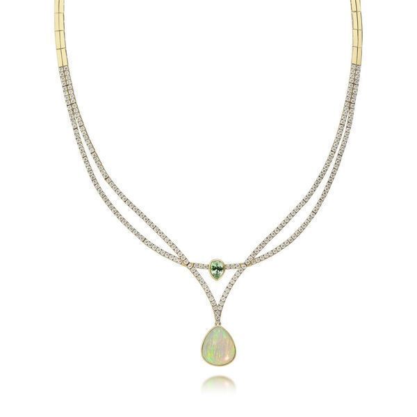 Yellow Gold Natural Light Opal Necklace Cravens & Lewis Jewelers Georgetown, KY