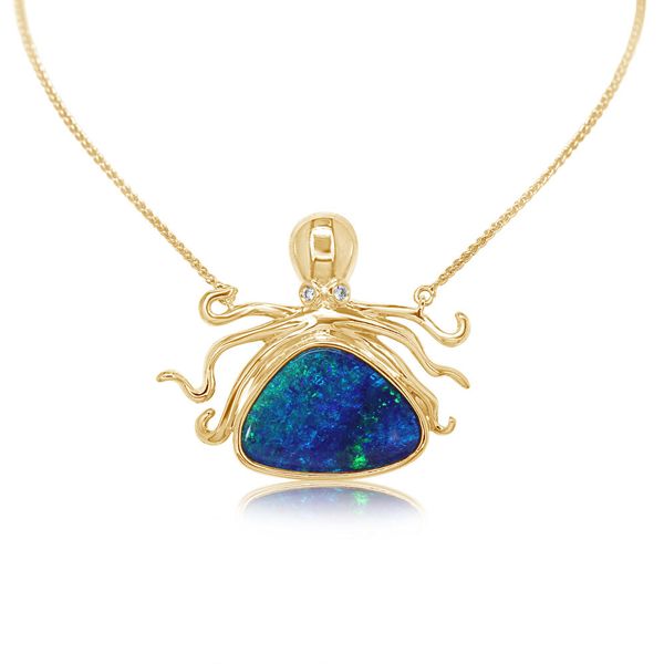 Yellow Gold Opal Doublet Necklace Biondi Diamond Jewelers Aurora, CO