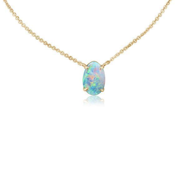 Yellow Gold Opal Doublet Necklace Mar Bill Diamonds and Jewelry Belle Vernon, PA
