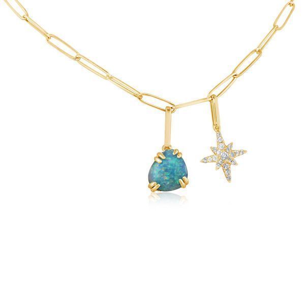Yellow Gold Opal Doublet Necklace Leslie E. Sandler Fine Jewelry and Gemstones rockville , MD