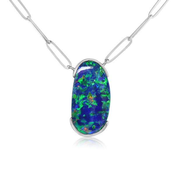 White Gold Opal Doublet Necklace Blue Marlin Jewelry, Inc. Islamorada, FL
