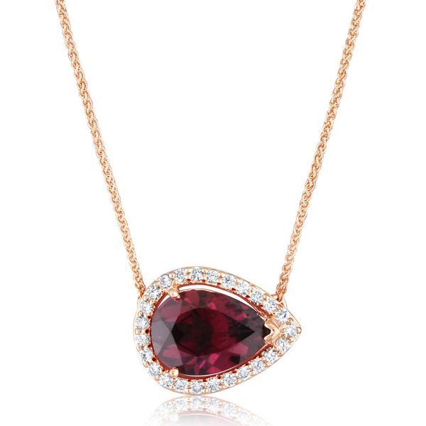 Rose Gold Rhodolite Garnet Necklace Cravens & Lewis Jewelers Georgetown, KY