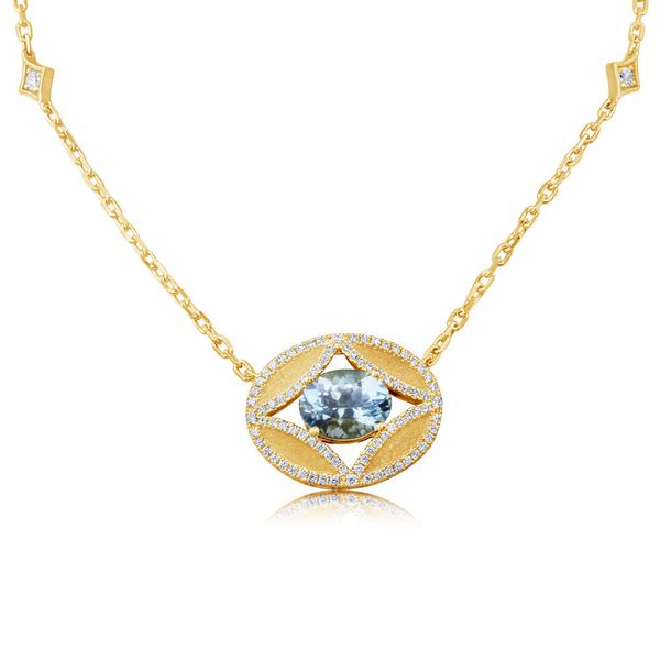 Yellow Gold Aquamarine Necklace Tom Poe Diamonds Enumclaw, WA