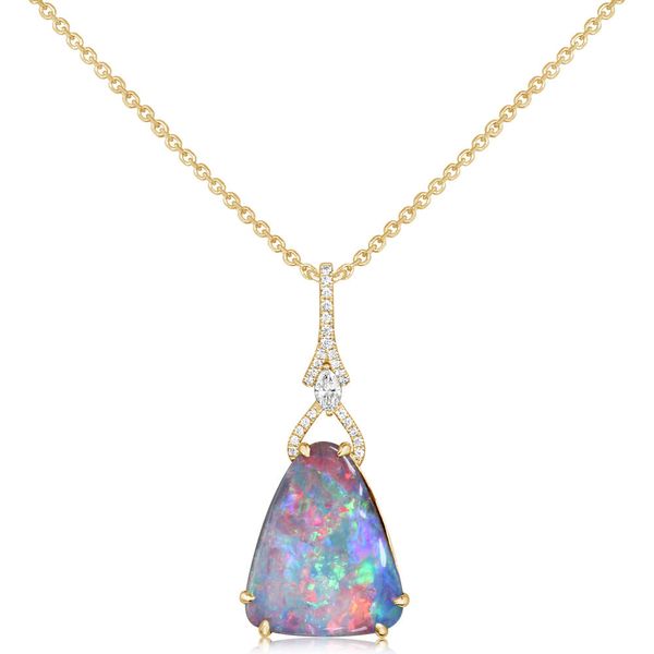 Yellow Gold Boulder Opal Pendant Towne & Country Jewelers Westborough, MA