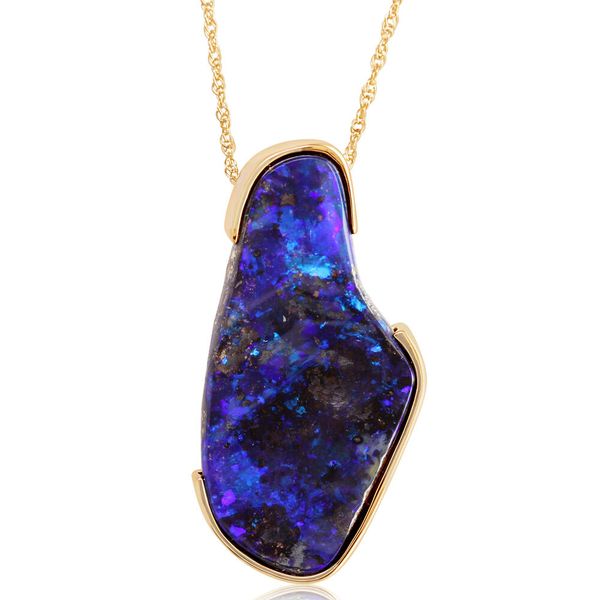 Yellow Gold Boulder Opal Pendant Image 2 Cravens & Lewis Jewelers Georgetown, KY