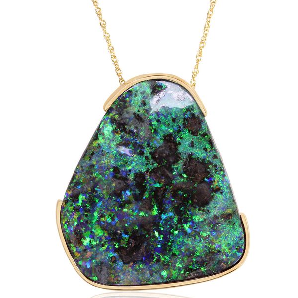 Yellow Gold Boulder Opal Pendant Image 3 Cravens & Lewis Jewelers Georgetown, KY