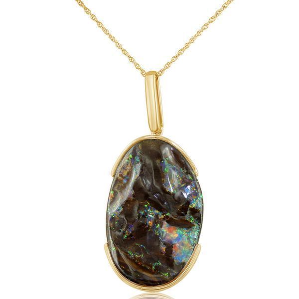 Yellow Gold Boulder Opal Pendant Mitchell's Jewelry Norman, OK