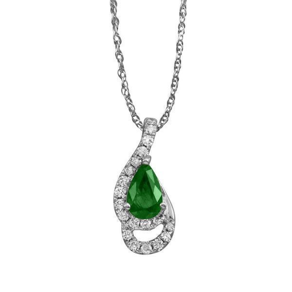 White Gold Emerald Pendant H. Brandt Jewelers Natick, MA