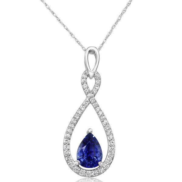 White Gold Sapphire Pendant Brynn Elizabeth Jewelers Ocean Isle Beach, NC