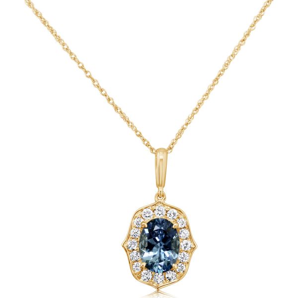 Yellow Gold Aquamarine Pendant Timmreck & McNicol Jewelers McMinnville, OR