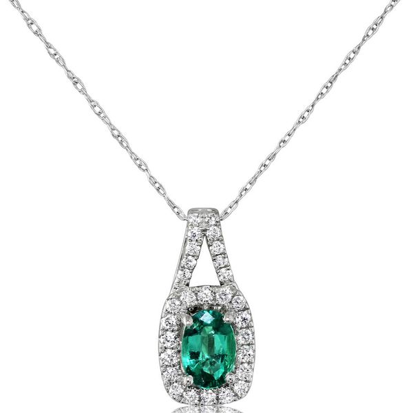 White Gold Emerald Pendant Cravens & Lewis Jewelers Georgetown, KY