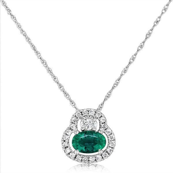 White Gold Emerald Pendant H. Brandt Jewelers Natick, MA