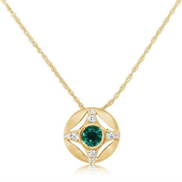Yellow Gold Emerald Pendant Mar Bill Diamonds and Jewelry Belle Vernon, PA