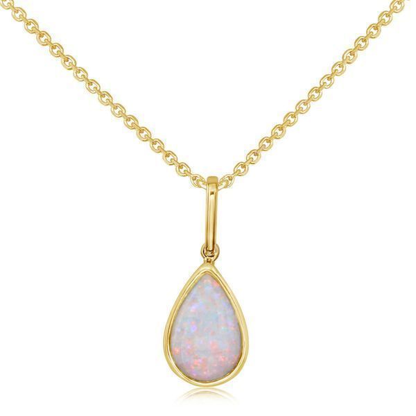 Yellow Gold Calibrated Light Opal Pendant Biondi Diamond Jewelers Aurora, CO