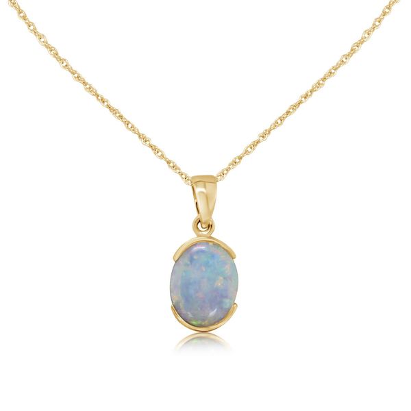 Yellow Gold Calibrated Light Opal Pendant Biondi Diamond Jewelers Aurora, CO