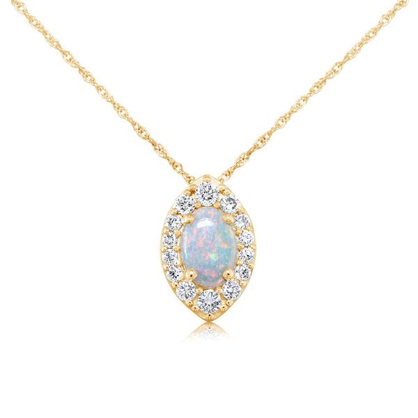 Yellow Gold Calibrated Light Opal Pendant Leslie E. Sandler Fine Jewelry and Gemstones rockville , MD