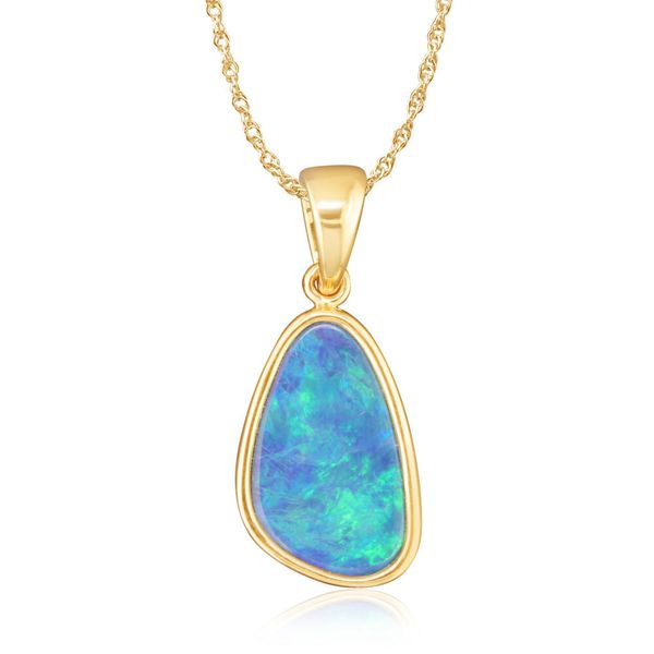 Yellow Gold Opal Doublet Pendant Conti Jewelers Endwell, NY